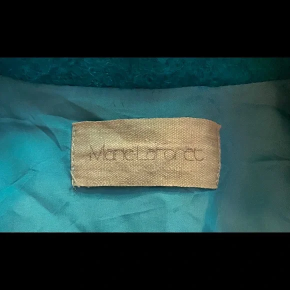 Vintage 80’s fuzzy wool batwing teal jacket - Picture 5 of 10